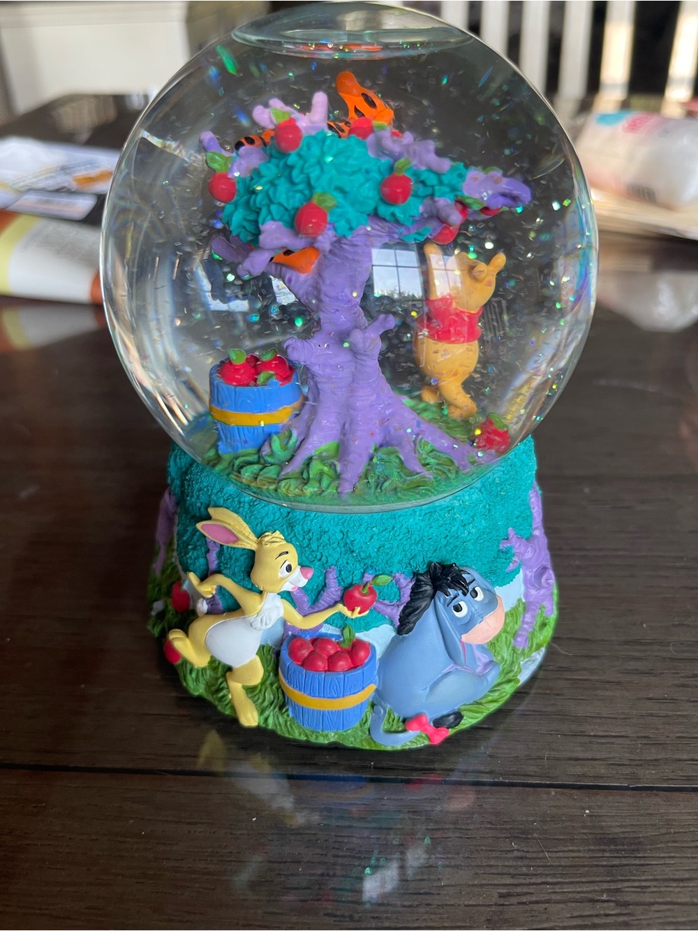 Disney Winnie the Pooh Apple Tree Snow Globe - Purple/Teal/Yellow